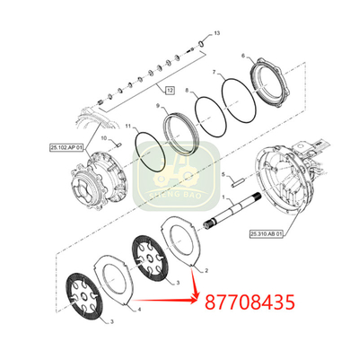 Phân biệt phanh động phía trước 8mm 87708435 Bảng phanh cho máy nạp lưng