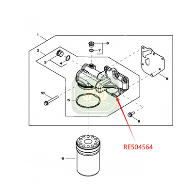 Hệ thống động cơ RE504564 R502505 Đầu lọc dầu cho máy kéo