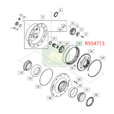 Hệ thống truyền động 70T R554713 R229687 Ring Gear cho máy kéo JD
