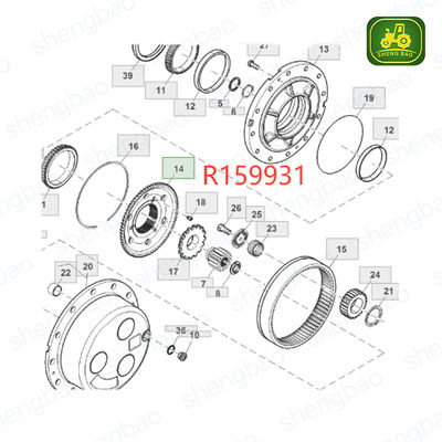 Thay thế Cầu trước 50T/70T R159931 Vành răng cho Máy kéo