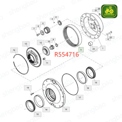 Chế độ thay thế trục trước 67T R554716 Ring Gear cho máy kéo