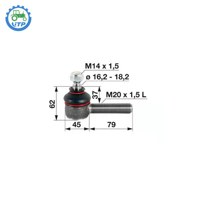 00110106 3131021R1 Trường hợp Bộ phận máy kéo IH Tie Rod Kết thúc 95MM